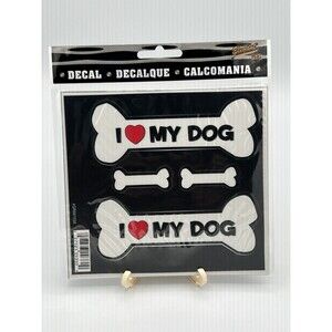 I Heart Love My Dog - Purebred Dog Bone Car Vinyl Decal Sticker